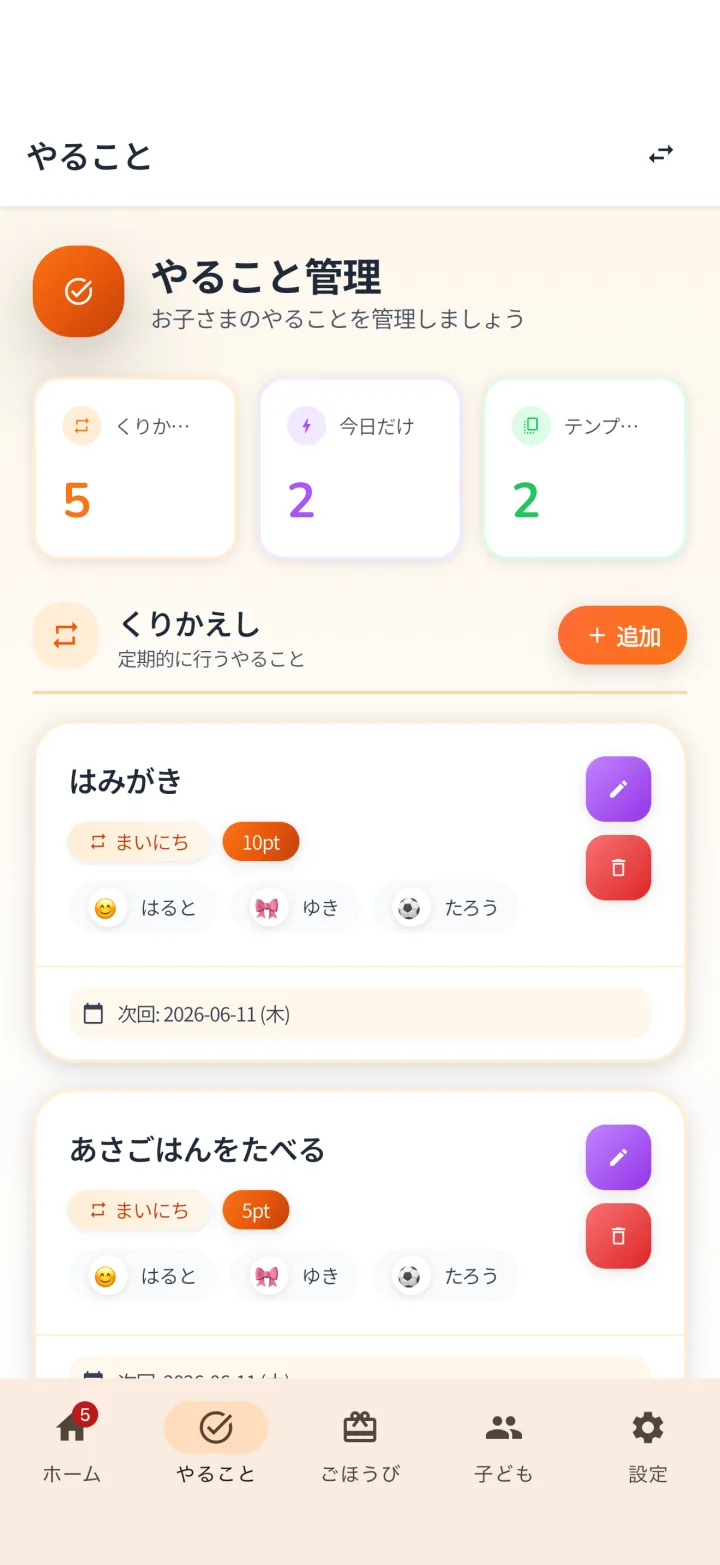 やることの登録・管理