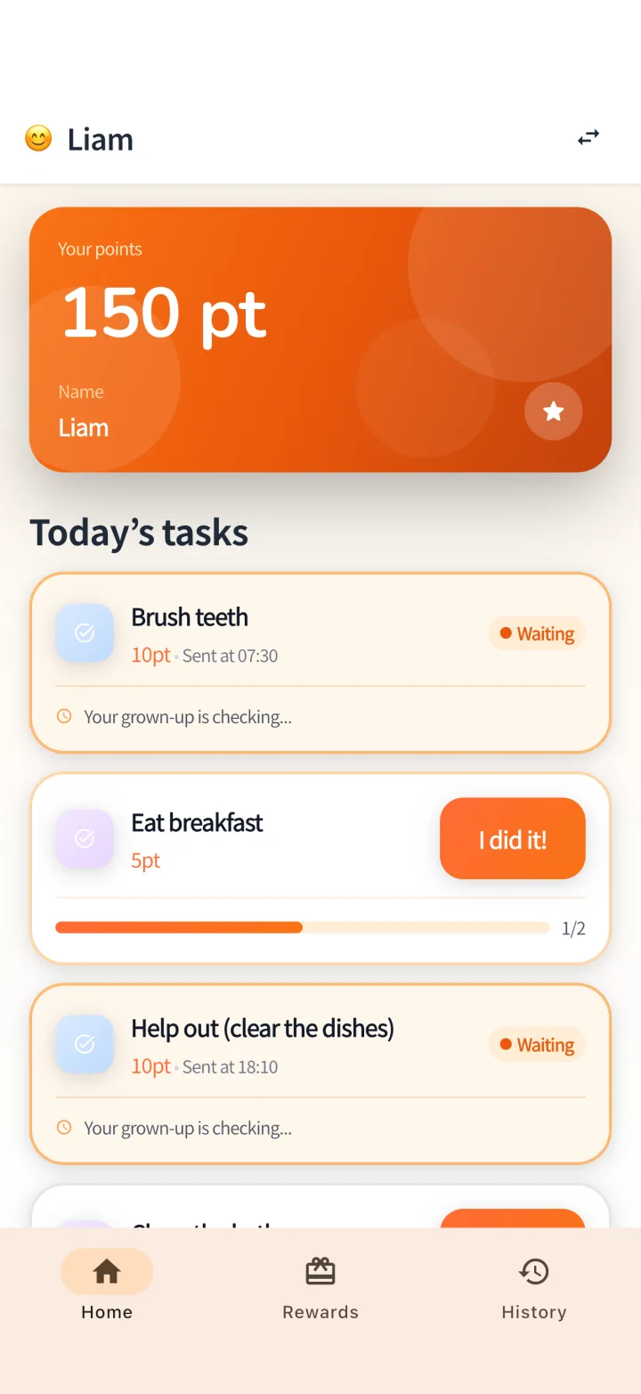 Kids Point child home screen