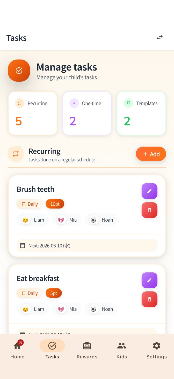 Create and manage tasks